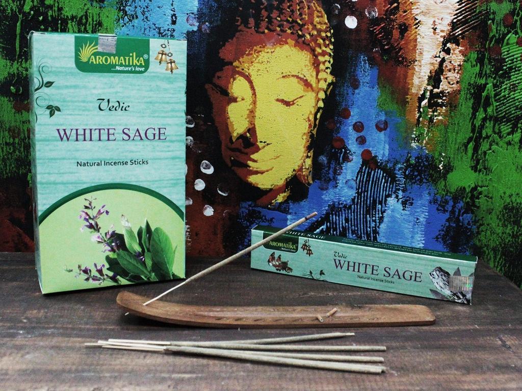 6x White Sage Vedic Incense Sticks, 12 Count