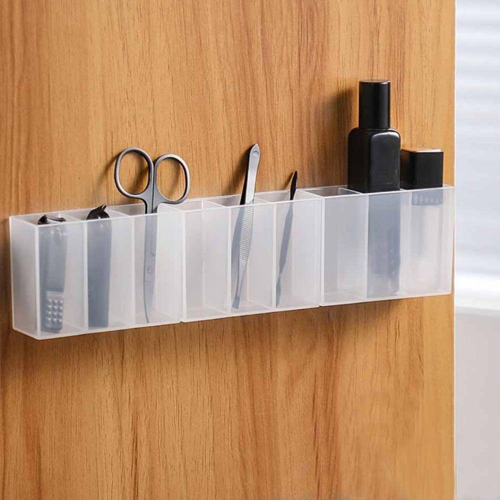 Wall Mounted Mini Storage Box 3 Grids Sundries Holder Plastic Makeup Organizer Home