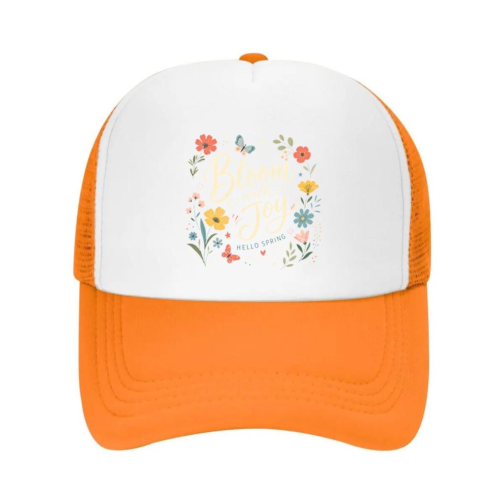 Spring Wildflower Botanical Quote De Mesh Baseball Cap Casual Hat Outdoor For Womens Unisex FeUnisex