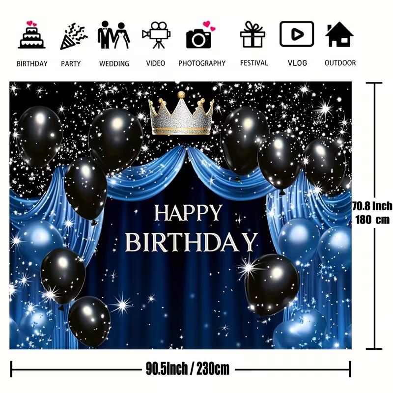 2D Blue Crown Background for Birthday Photoshoot and Video Recording