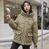 Korean Thicken Puffer Jacket Women Hooded Spliced Lamb Wool Cotton Padded Coats Female Warm Autumn Winter Short Parkas Mujer