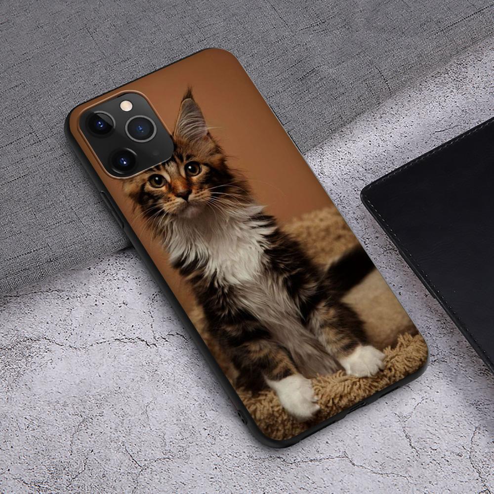 Чехол T145 с изображением кота мейн-куна для iPhone 13 12 Mini 11 Pro XS Max XR X 8 7 6 6S Plus 5 5S SE 2020