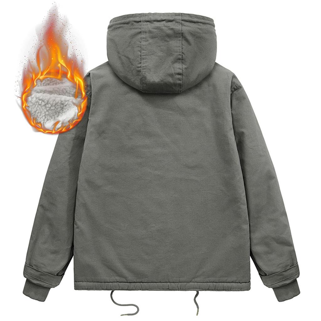 Boa Hooded Fleece Jacket Windproof Cold Protection Mountain Climbing Commuting Work Clothes Casual Winter 1883 [Manatsulife] Men's (3XL, Black)