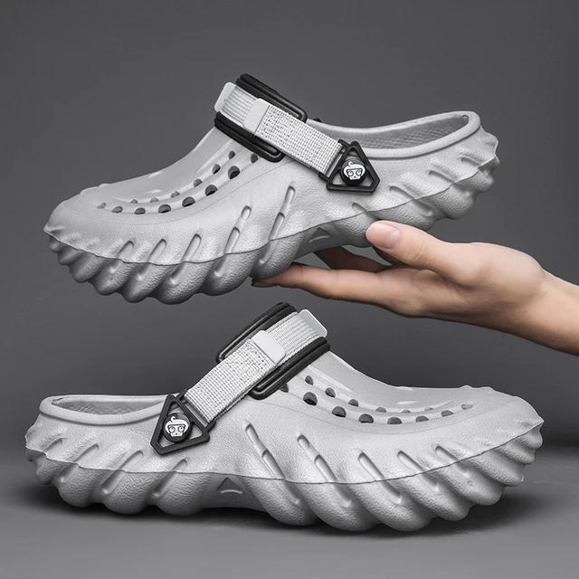 Сандалии мужские, большие размеры, без шнуровки, уличная пляжная летняя обувь, медицинские сабо, повседневные дышащие мужские сандалии с отверстием