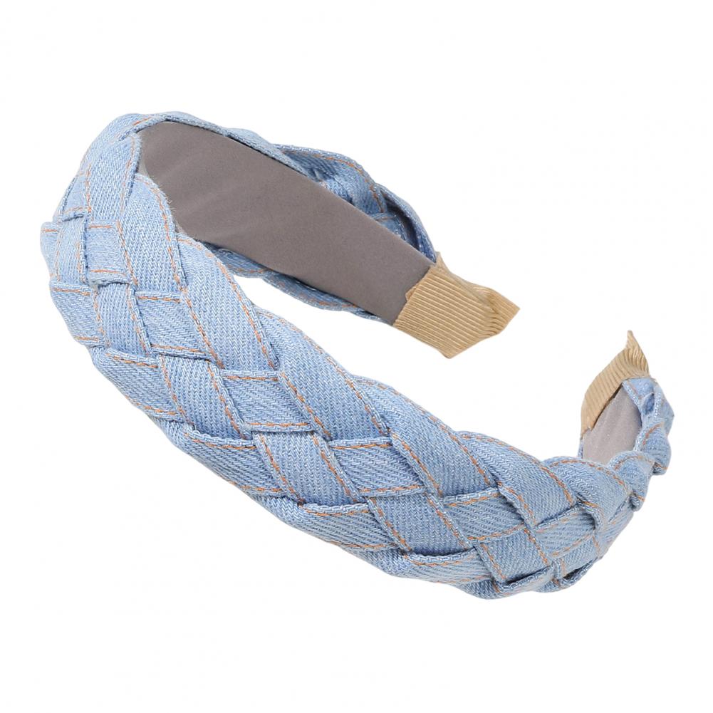 Женская джинсовая повязка на голову с широким узлом, обруч для волос с широкими полями, повязка для волос в стиле ретро, ​​повседневные вечерние аксессуары для волос