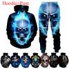 Мужчины Женщины Спортивные 3D Готические Кофты с Черепом 2 Шт. Спортивные Костюмы Толстовки + Брюки
