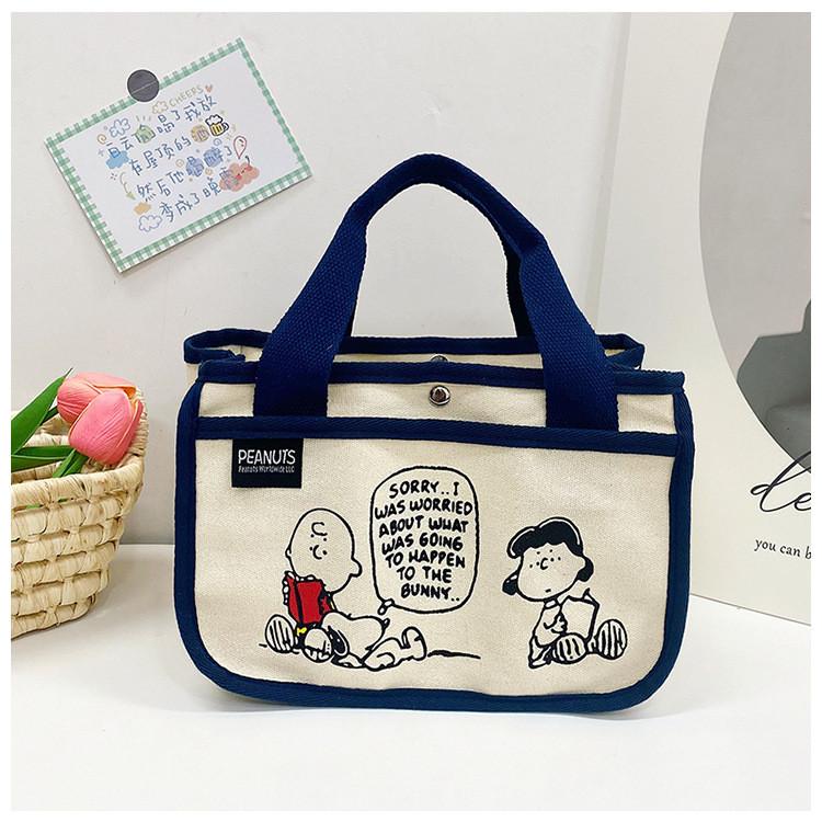 Снупи из Peanuts Холщовая Сумка-ланч Большая Вместимость Многофункциональная Сумка-тоут Ручная сумка Для Повседневного Использования