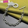 925 Sterling Silver Heart Pendant Bracelet OT Buckle Jewelry