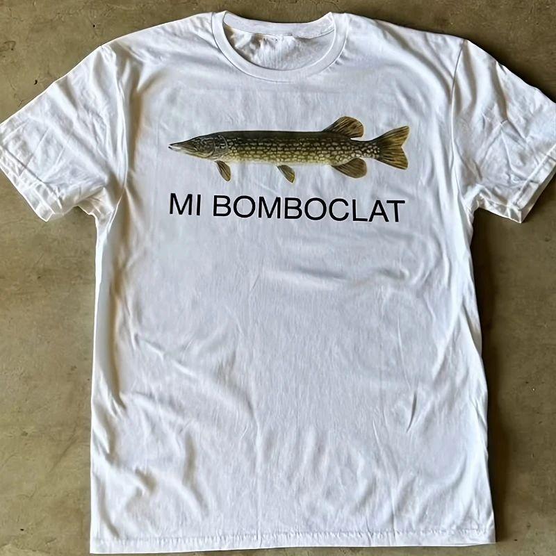 Мужские хлопковые футболки с принтом «Рыба Bomboclat», модные повседневные топы с коротким рукавом и круглым вырезом, спортивные, для улицы, унисекс