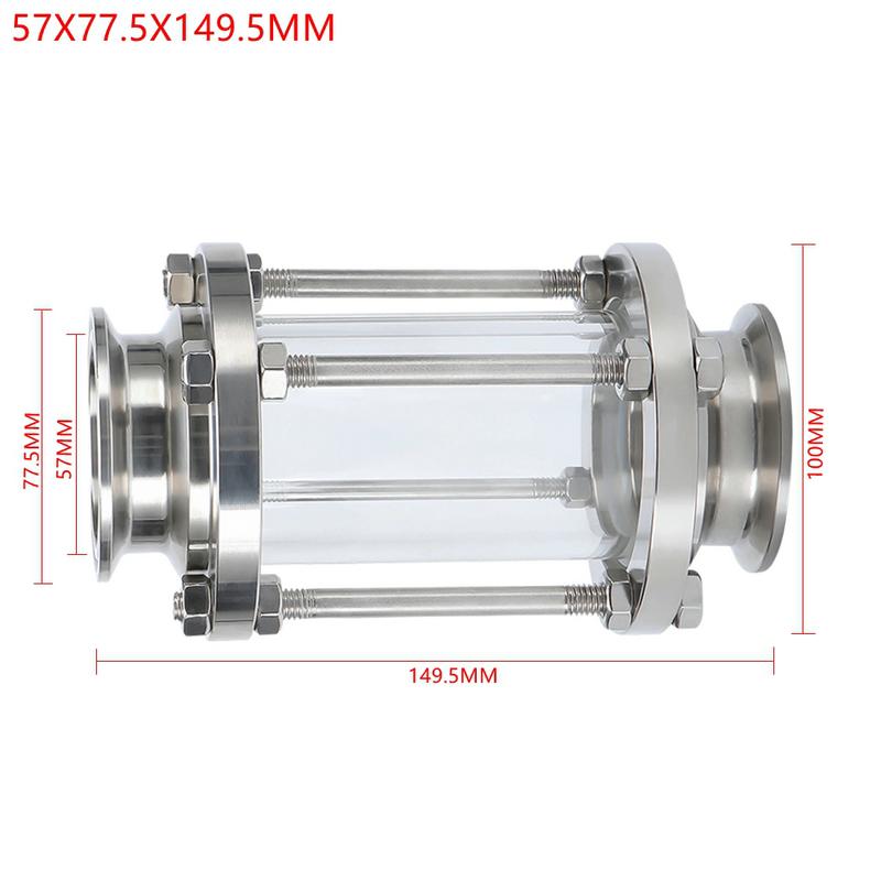 In-Line Sight Glass 304 Stainless Steel With Tri Clamp End Sanitary Flow Sight Glass Flow Pipe OD 19MM-89MM Tri Clamp Type