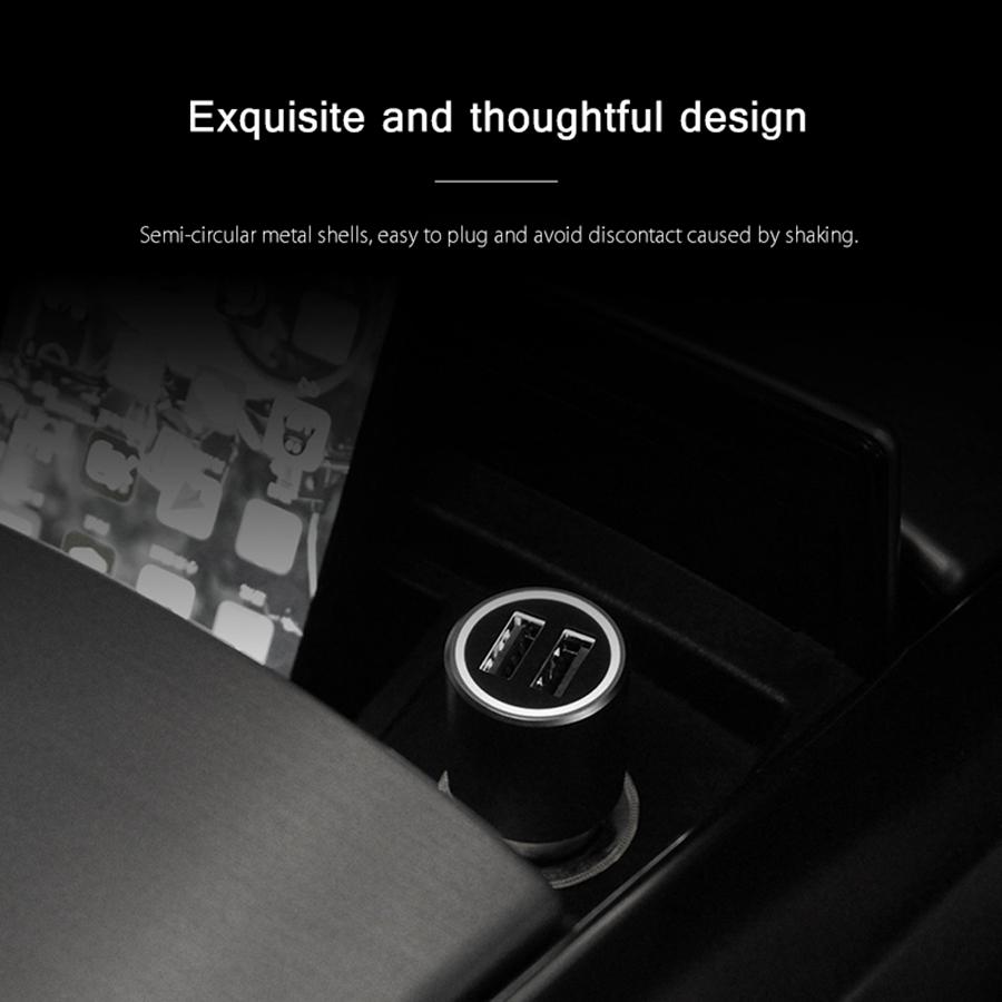 Оригинальное автомобильное зарядное устройство Xiaomi Mi QC3.0 X2, двойной USB, быстрая зарядка, макс. 5 В/3 А, 9 В/2 А, 15 В/1,5 А, в металлическом стиле, быстрая зарядка