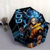 Goku Super Saiyan Blue Automatic Folding Umbrella - Lightweight, Retractable Design with 8-Rib Durability, Perfect for Outdoor Adventures, F