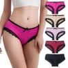 Low Waisted Lace Bow Lingerie Thin Ice Silk Women's Plus Size Underwear Pure Cotton Crotch Triangle Panties