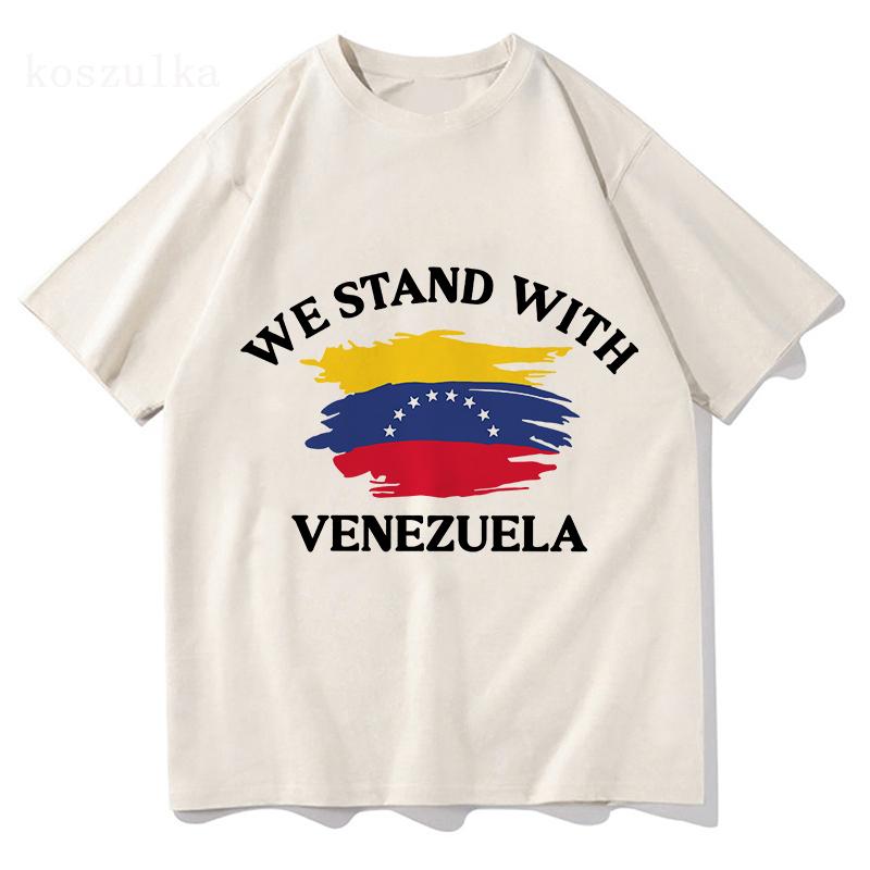 Футболка Freedom Venezuela с коротким рукавом Хлопок Свободный Мужские футболки Унисекс Уличная одежда Повседневный Круглый вырез Хип-хоп Мужская футболка Печатные футболки