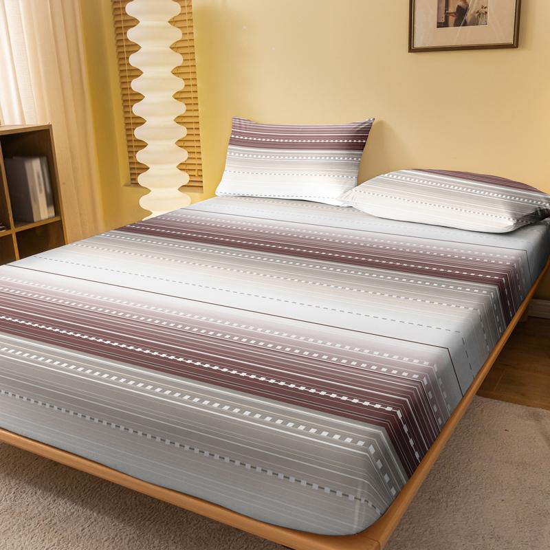 1 Simple Modern Geometry Printed Matte Fitted Sheet, Bedroom Printed Bed Cover, Bedding (Excluding Pillowcases)