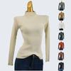 Half Turtleneck Sunken Stripe Pure Color Knitting Sweater Soft Glutinous Comfortable High Elasticity Silm Long Sleeves Bottoming Shirt for Women