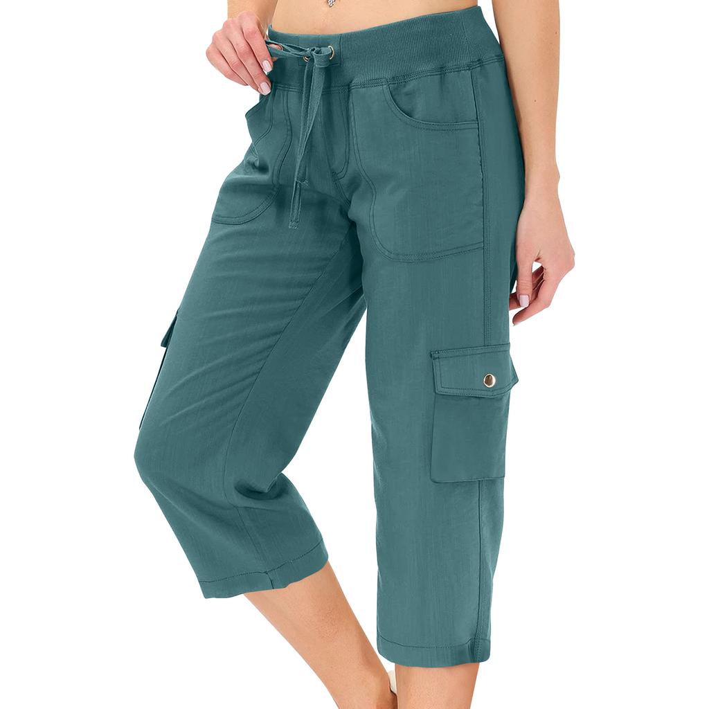 Womens Capris With Pockets Loose Fit Casual  Pants Dressy Lightweight Ladies Baggy Cargo Pants For Hiking