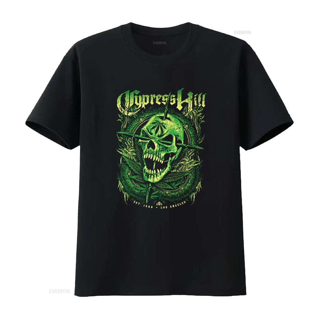 Cypress Hill Green Skull Print T Shirt Los Angeles Est 1988 vintage Washed streetwear designer
