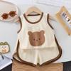 Children's Cotton Sleeveless Summer Sportswear Set - Two-Piece Casual Outfit for Toddlers and Kids