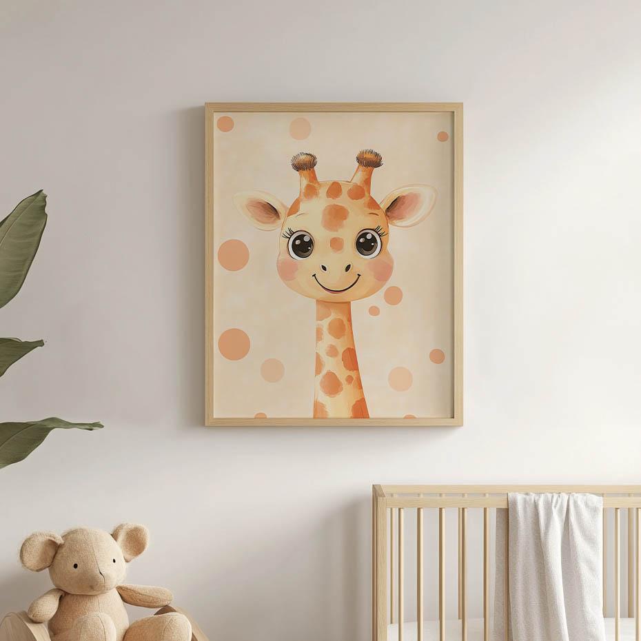 Plakat Żyrafa Z Kropkami Plakat Żyrafa Z Kropkami, 70X100 Cm, Bez Ramy, Płótno Premium Na Blejtramie