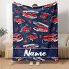 Custom Name fire truck Theme Printed Blanket - Perfect for Couch, Bed, Travel & Outdoor Use | Machine Washable, Cozy & Durable.