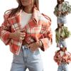 Женский свободный повседневный пиджак с длинными рукавами и клетчатым принтом, модная куртка