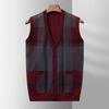 New England Men's Knitted Cardigan Vest V-neck Pocket Color Matching In Autumn and Winter Knitted Vest Cardigan Men's Wear