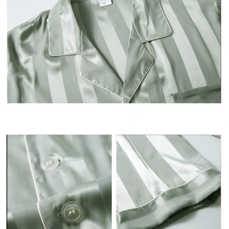 Весна и осень, тонкие шелковые мужские пижамы с длинными рукавами, имитация шелка, брюки большого размера с длинными рукавами, пижамы, летняя домашняя одежда