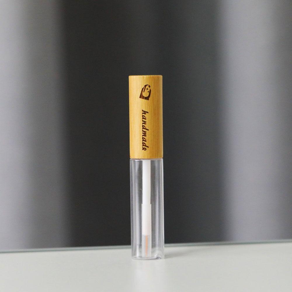 Bamboo Lid Mascara Container Compact Eyelashes Tube Portable Lip Gloss Tube Travel