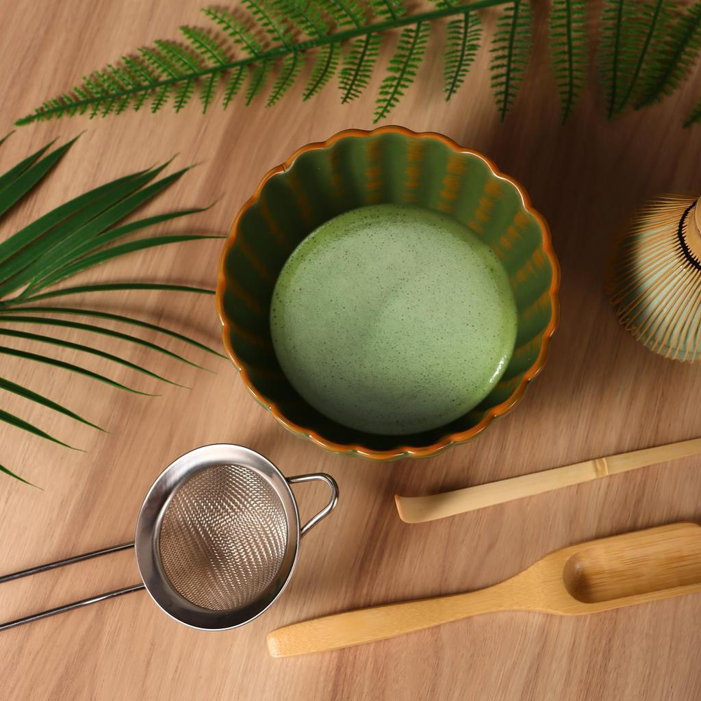 Набор для матча DiDiBirDi, набор для чайной церемонии из 6 предметов включает чашу для матча, подставку для венчика для матча, бамбуковую ложку для матча и традиционный бамбуковый часен (Чейзен)