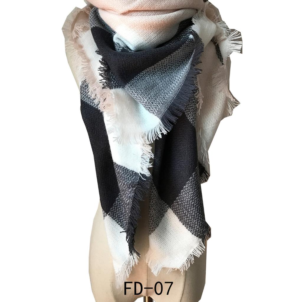 Autumn and Winter Faux Cashmere Black and White Double-sided Large Plaid Square Scarf Scarf Ladies Shawl