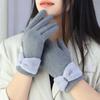 Plush Winter Velvet Gloves Solid Color  Gloves Fashion Bowknot Mittens  Cycling