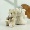 Cute Brown Plush Teddy Bear Keychain Soft Coral Fleece Adorable Keyring For Gifts