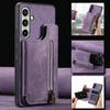 For Samsung Galaxy S25+ Case with Zipper Card Holder Retro Leather TPU Phone Cover
