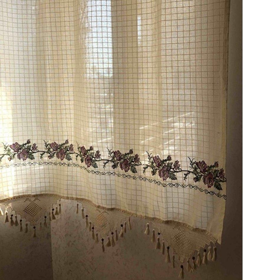 Handmade Canvas and Lace Cotton Authentic Curtain