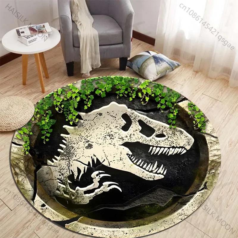 Круглый ковер 3D с динозаврами HD – Нескользящий детский ковер для спальни, гостиной, игровой комнаты, декор для дома на тему динозавров