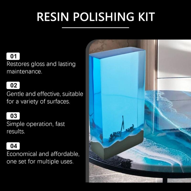 Professional Resin Polishing Set Polish Compound Sandings Sponges Scrapers For DIY Craft Projects And Surfaces Refinishing