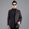 Зимнее высококачественное двухстороннее шерстяное кашемировое пальто для мужчин с воротником-стойкой и средней длиной, шерстяное пальто с подкладкой, куртка для мужчин