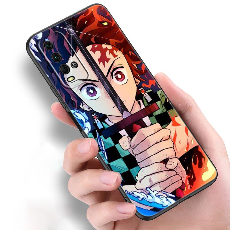 Силиконовый чехол для телефона с аниме Demon Slayer tanjiro для Xiaomi Redmi Note 11 10 9 8 Pro 11T 10T 10S 9S 8T 9 9A 9C 9T черный мягкий чехол