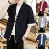 Men's Linen Japanese Kimono One Button Cardigan Jacket Ancient Style