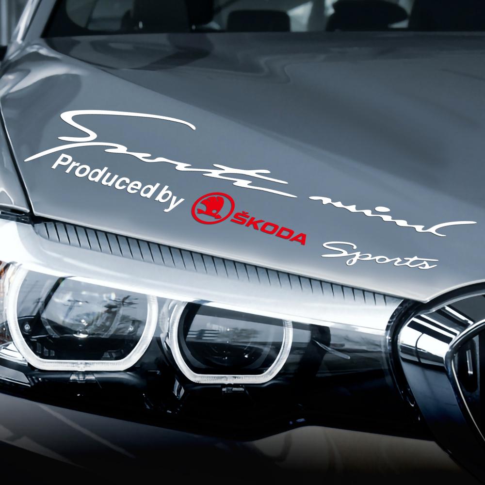 'Sports Mind' Car Light Eyebrow Sticker Hood PVC Reflective Logo For Skoda Octavia Fabia Rapid VII Yeti Enyaq Kodiaq Karoq Scala kyvc74