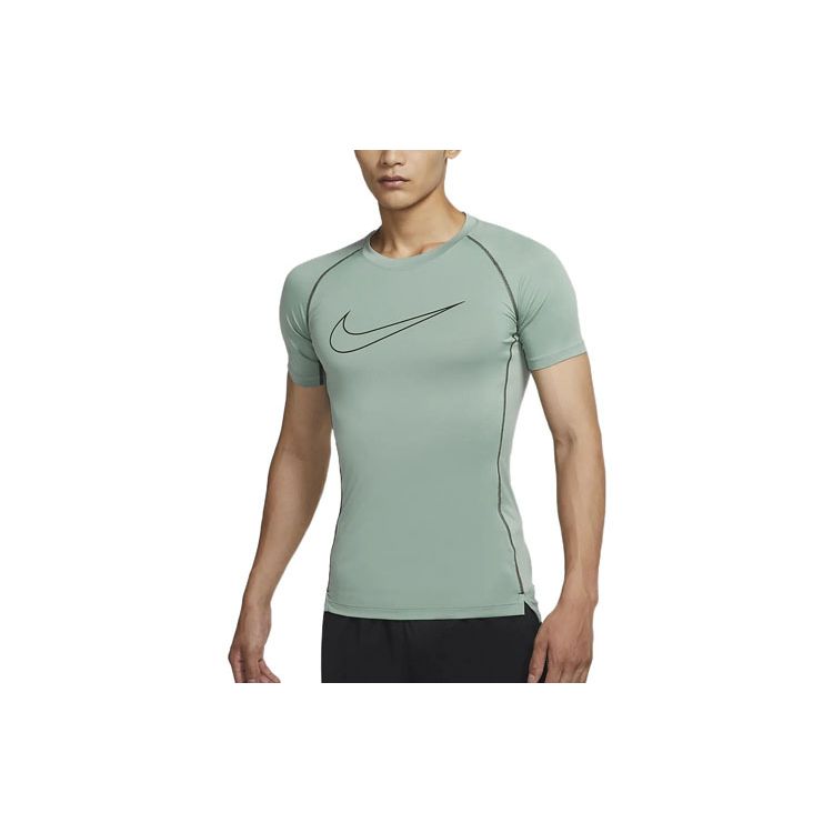 Nike Logo Print Training Breathable Short Sleeve Fitness Shirt Men Tops Smoke-Gray DD1993-357