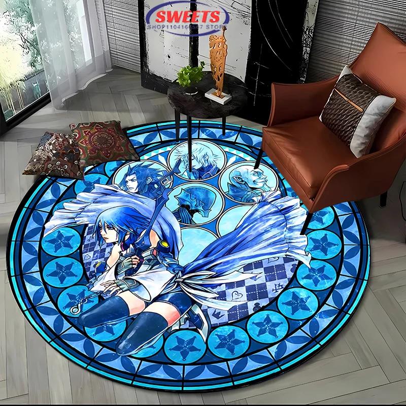 Круглый ковер Disney Kingdom Hearts, Нескользящий игровой коврик, Напольный ковер для гостиной, спальни, детской комнаты, Круглый коврик, Прочный моющийся коврик