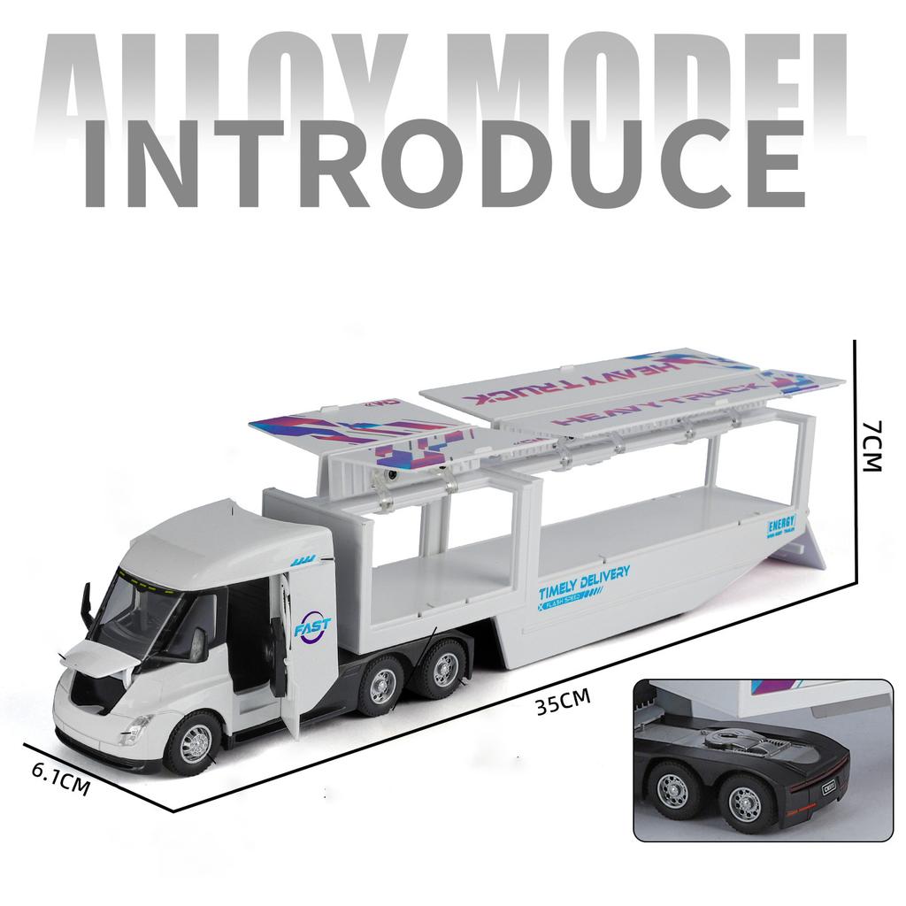 1/32 Semi Container Truck Transport Vehicle Truck Alloy Toy Car Model Sound and Light Children's Toy Collectibles Gift