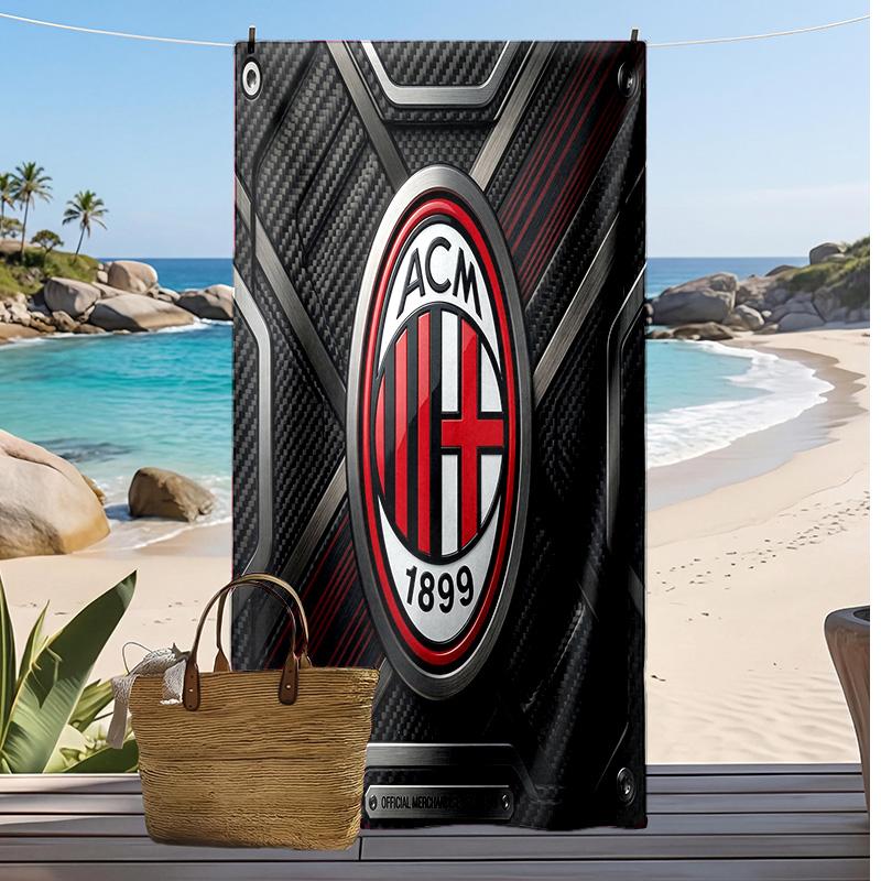 Пляжное полотенце с принтом AC Milan, быстросохнущее, мягкое, портативное, большое, прямоугольное, пляжное покрывало для путешествий, бассейна