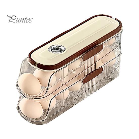 Автоматический вращающийся контейнер для яиц, ящик для хранения в холодильнике, пищевой, без BPA, прозрачный, штабелируемый, органайзер для холодильника с крышкой