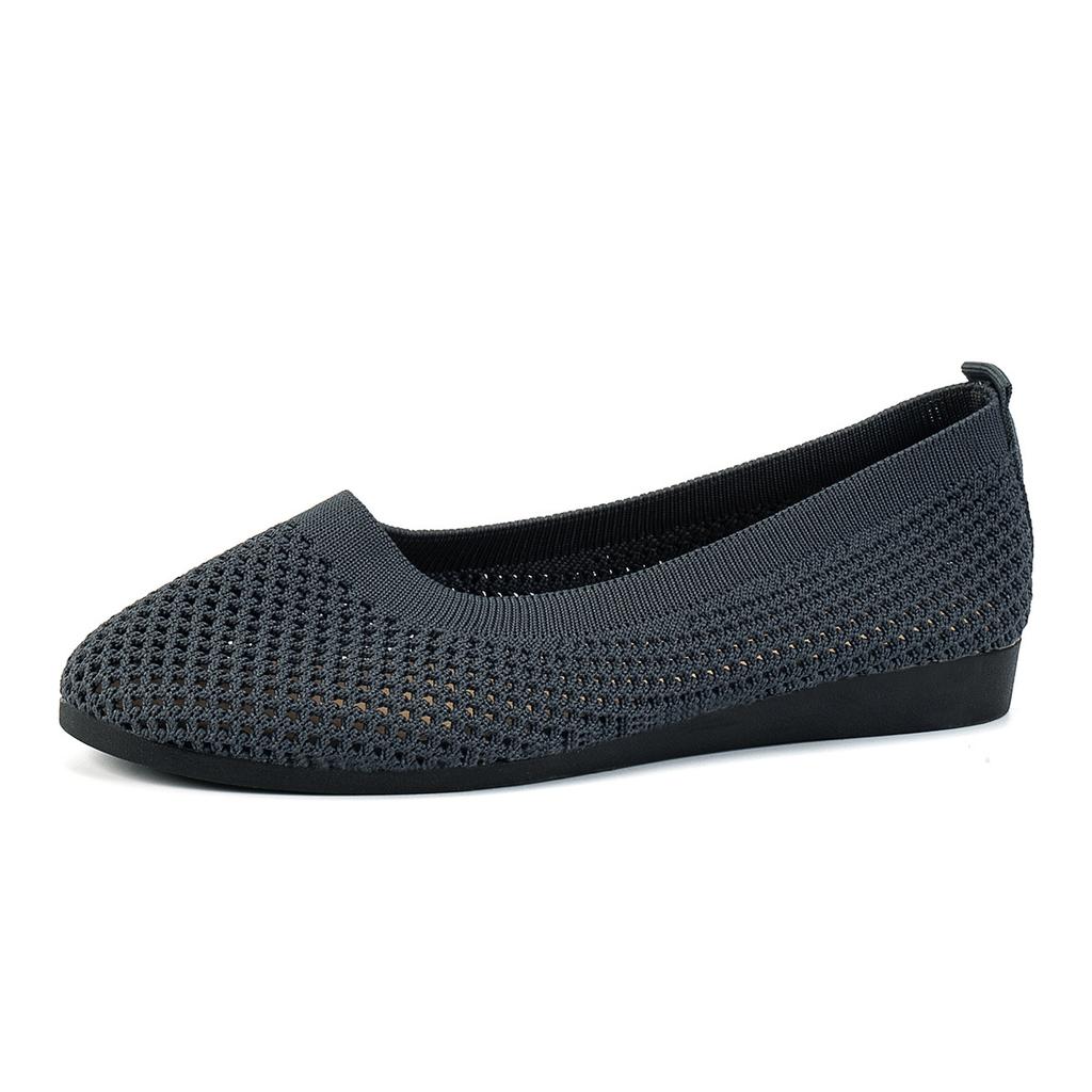 Fashion Women Round Toe Flat Shoes Solid Color Knitted Slip on Shoes Casual Breathable Ballet Flats Women Mesh Loafer Zapatos Para Mujer