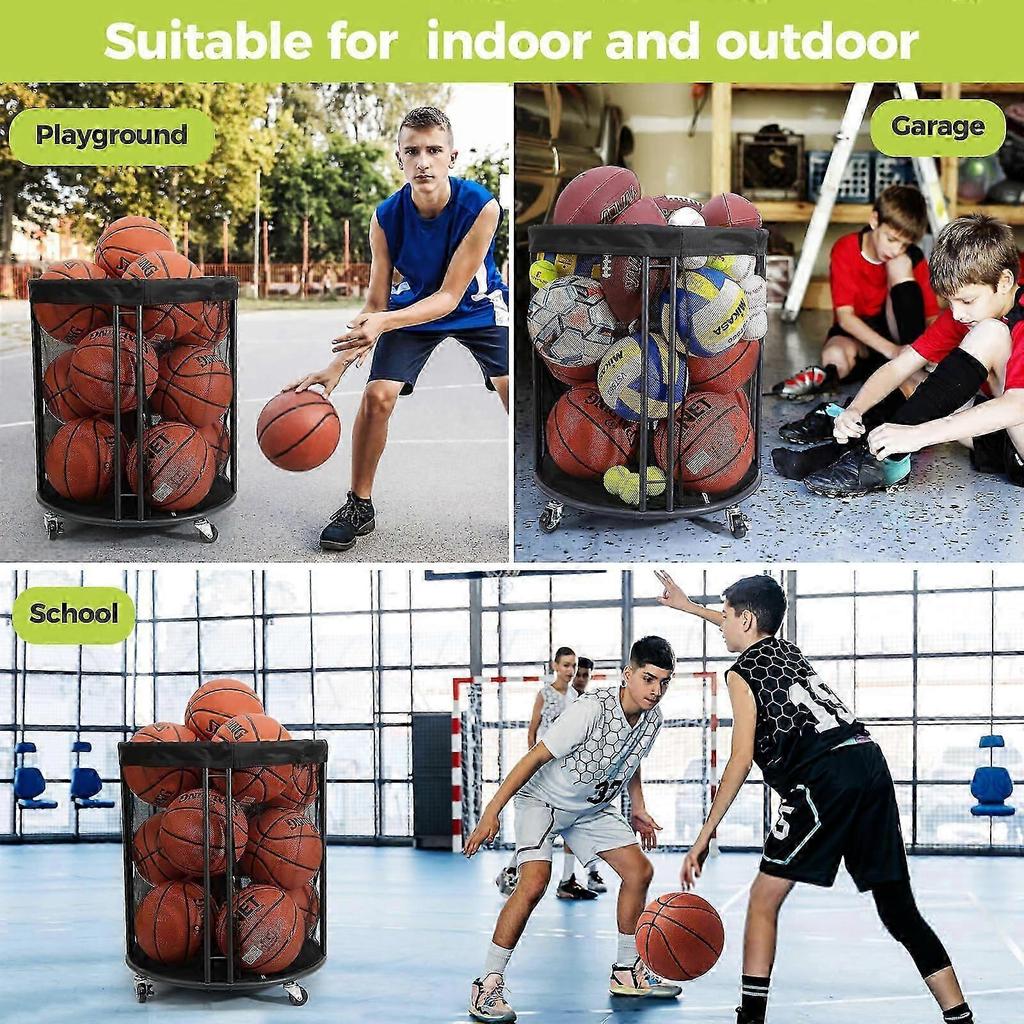 Ball Storage Cart Ball Storage Bin Ball Holder Sports Equipment Organizer for Indoor Outdoor Activities