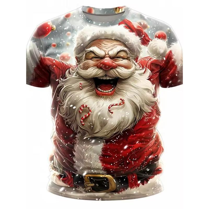 Christmas T Shirts Men 3D Santa Printed T-shirt Xmas Part Holiday Short Sleeve Men's Tops Fashion Oversize Clothes