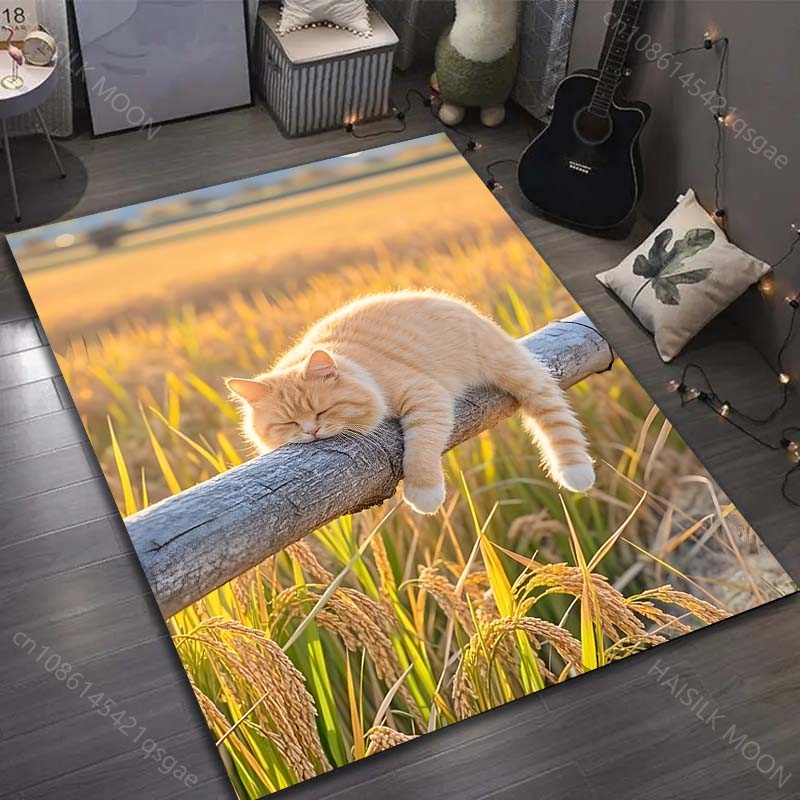 Multiple sizes Cat Nap Scenic Rug Pattern Carpet for Living Room Bedroom Sofa Home Decor Non-slip Floor Mat Luxury Gift